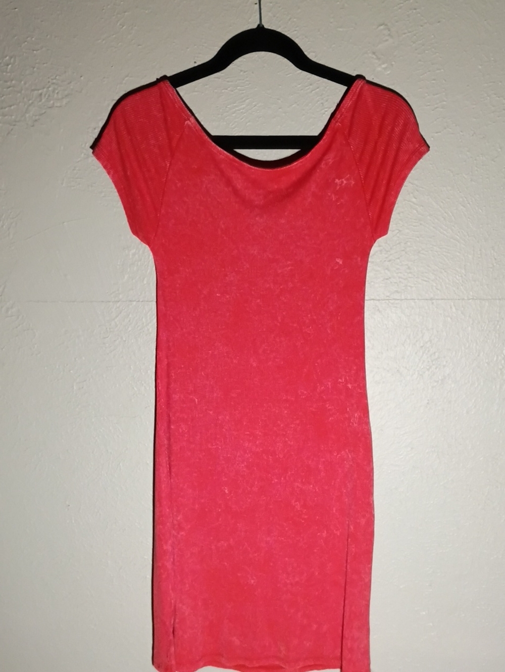No Comment Backless Mini Red Acid Washed Dress